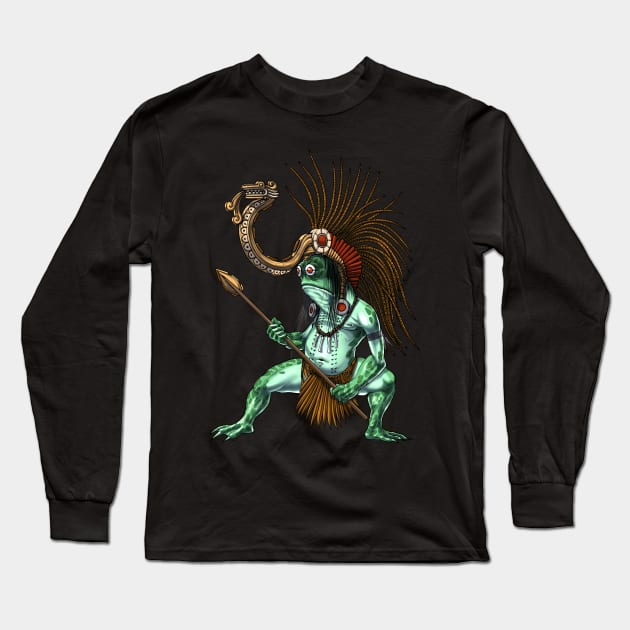 Aztec Warrior Deity Cueyatl Long Sleeve T-Shirt by underheaven
